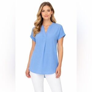 Women's Blue V-Neck Top